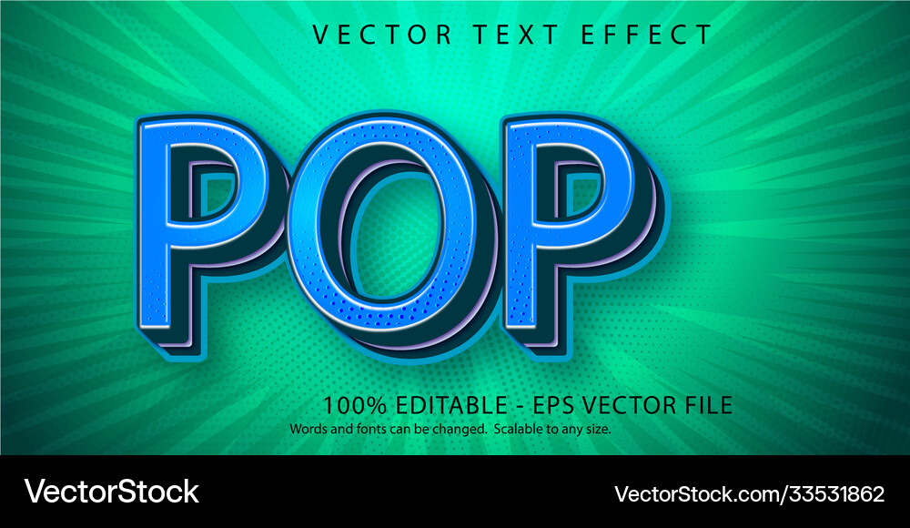 Pop text art style editable effect vector image