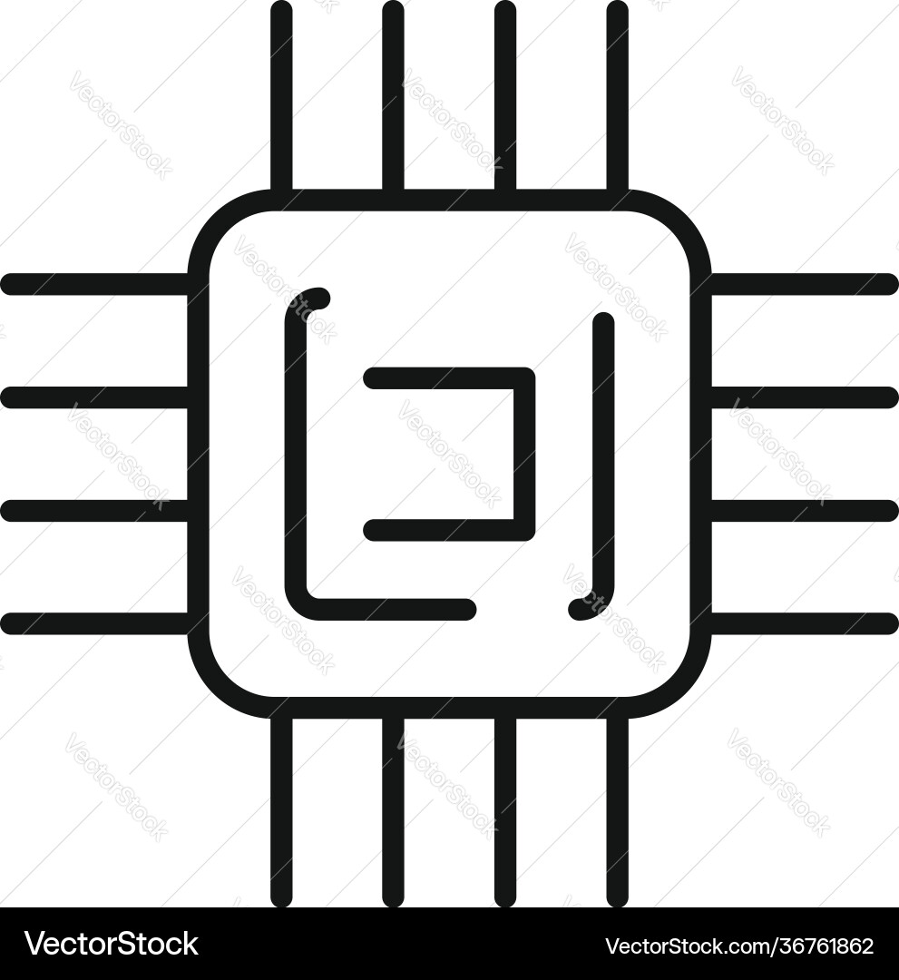 Processor engineering icon outline style Processor engineering icon outline style vector image