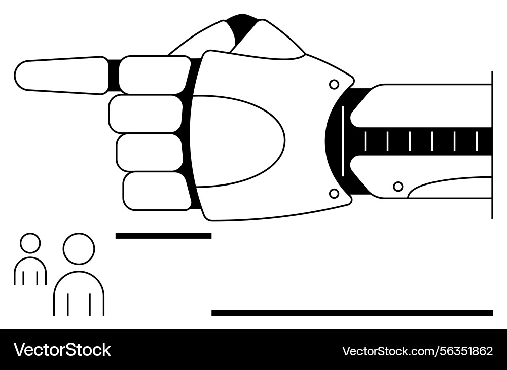 Robotic hand pointing direction while indicating Vector Image