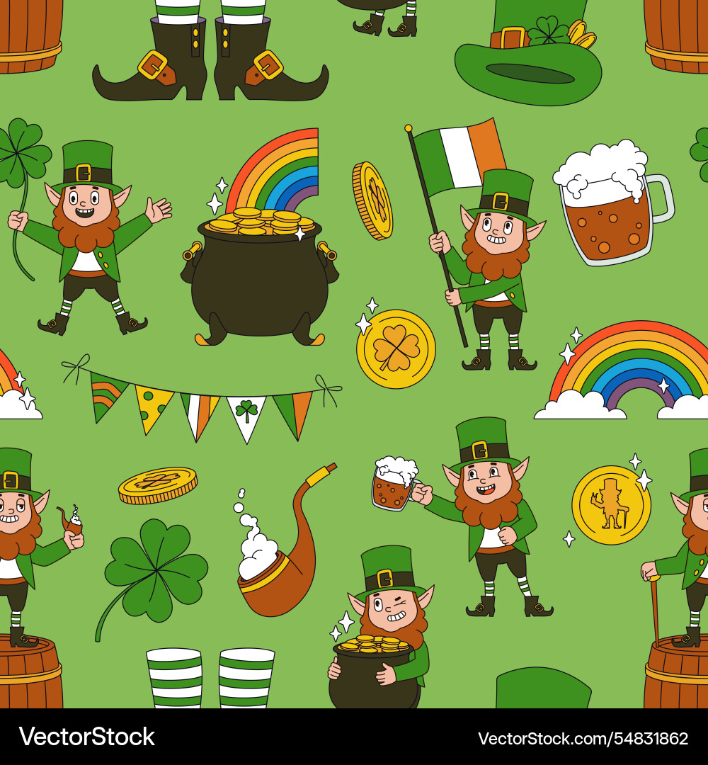 Saint patrick day seamless pattern irish beer Saint patrick day seamless pattern irish beer Vector Image