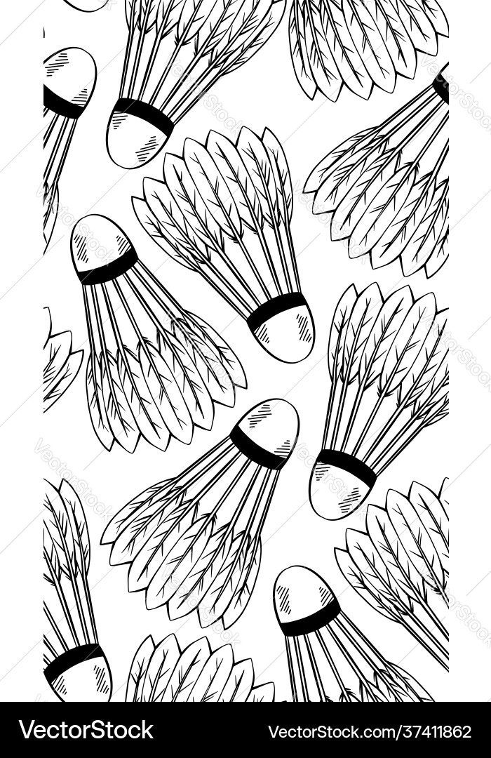 Seamless pattern with a sketch shuttlecocks Seamless pattern with a sketch shuttlecocks Vector Image