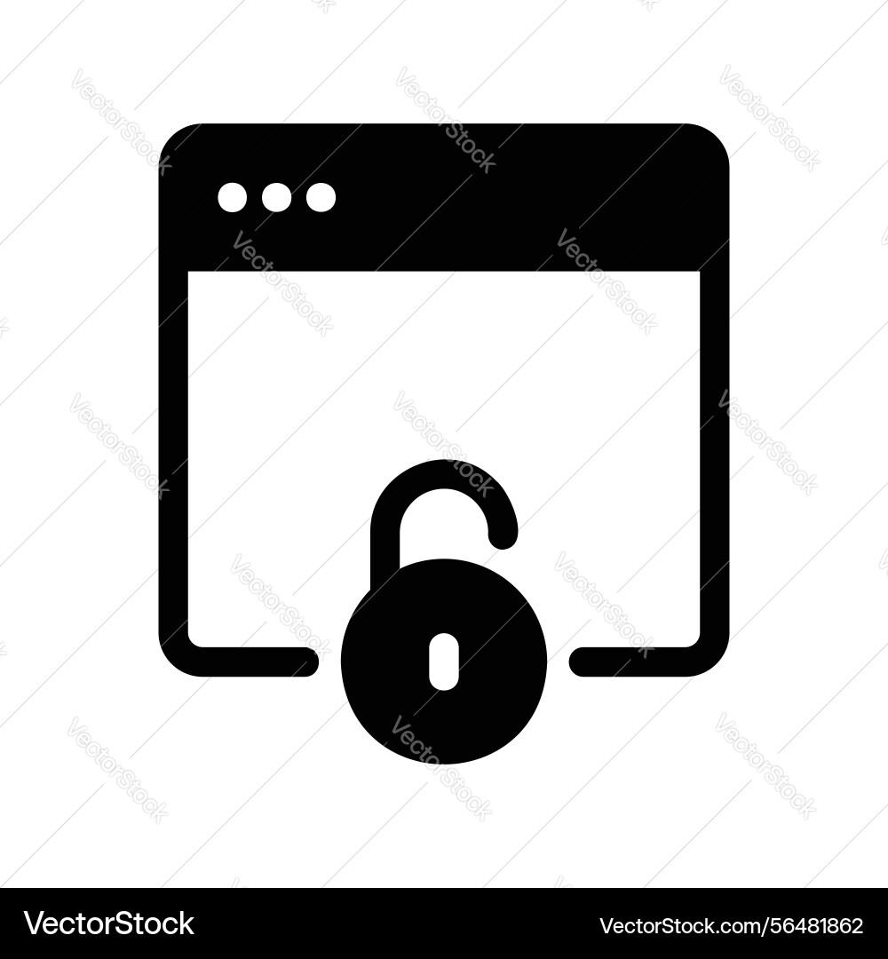 Secure browser window icon displaying a locked Secure browser window icon displaying a locked vector image