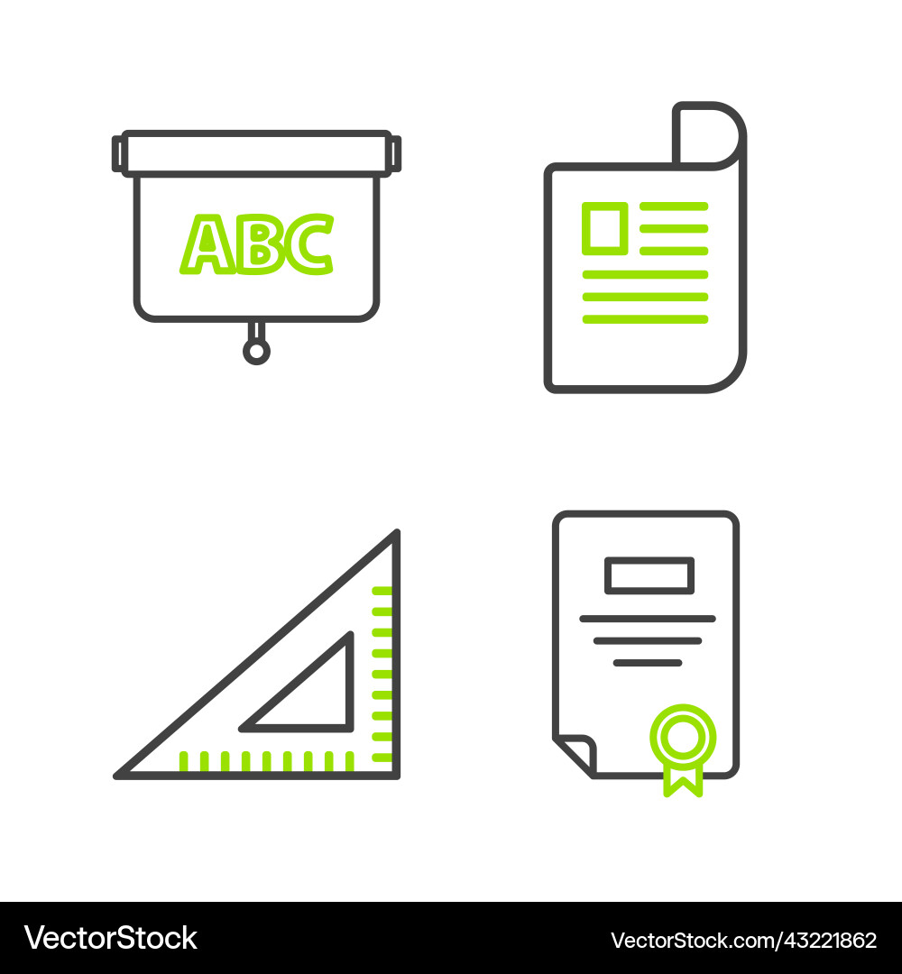 Set line certificate template triangular ruler Set line certificate template triangular ruler vector image