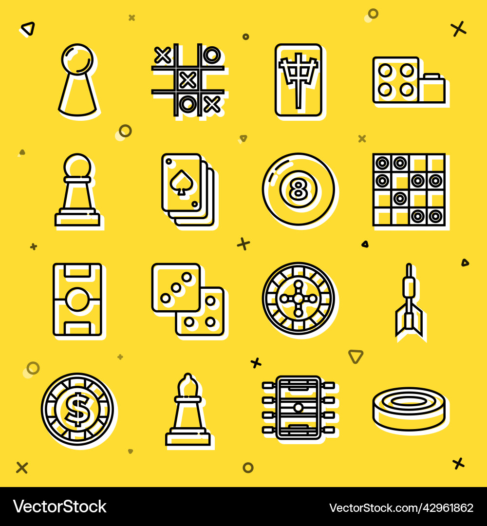 Set line checker game chips dart arrow board vector image