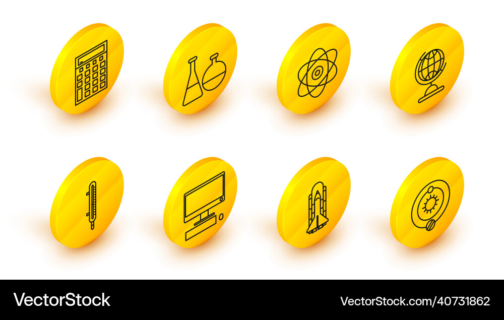 Set line solar system computer monitor Set line solar system computer monitor vector image