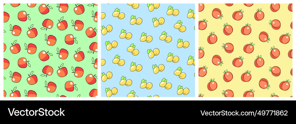 Set of patterns with natural fruit elements Set of patterns with natural fruit elements vector image