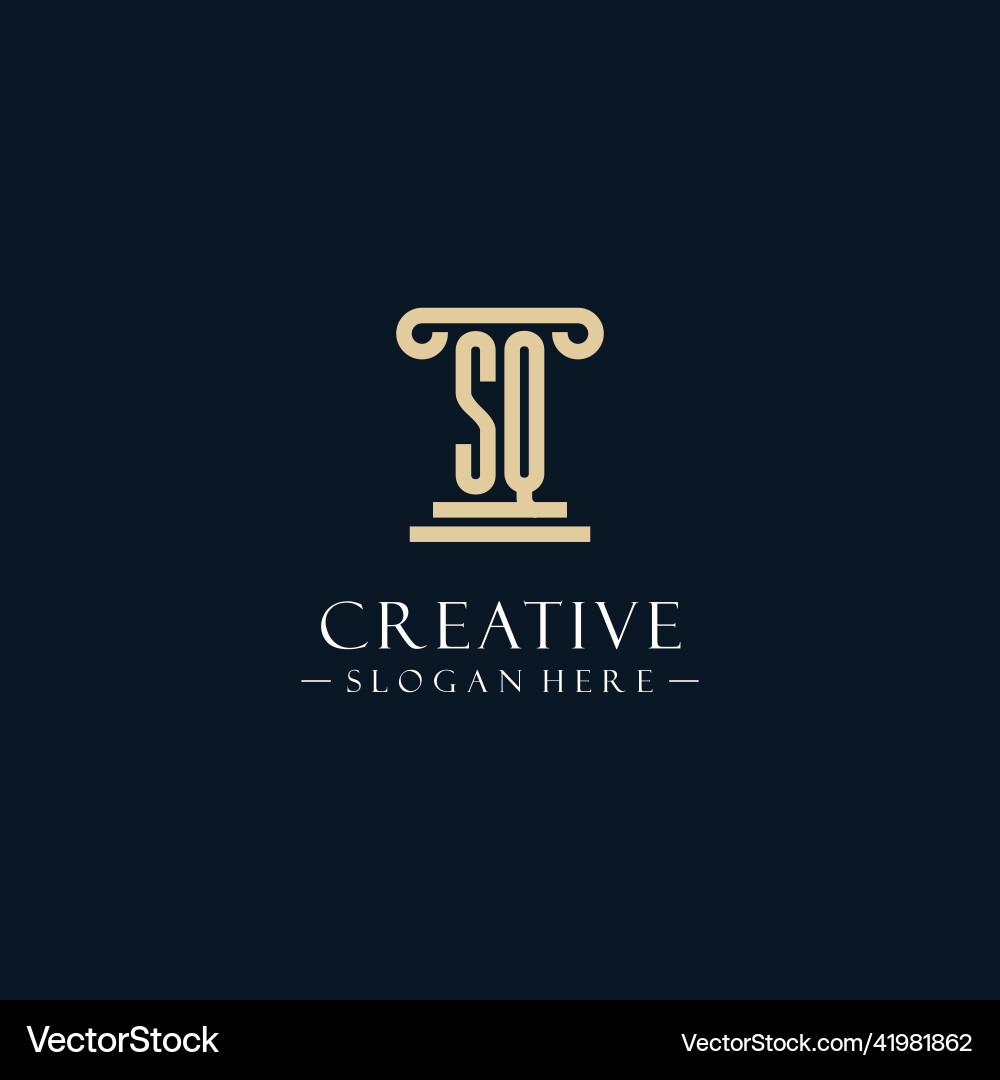 Sq initial monogram logos with pillar shapes style Vector Image