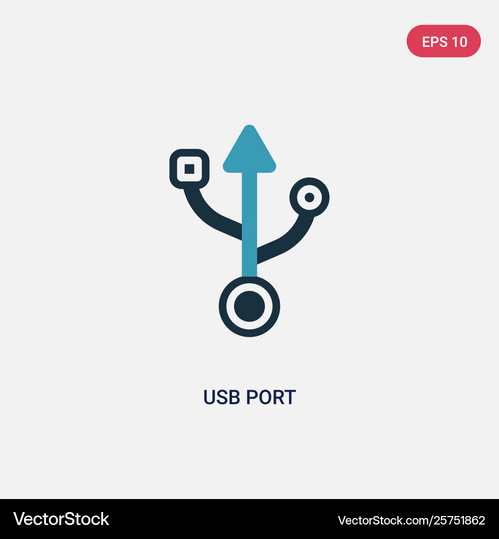 Two color usb port icon from user interface Two color usb port icon from user interface vector image