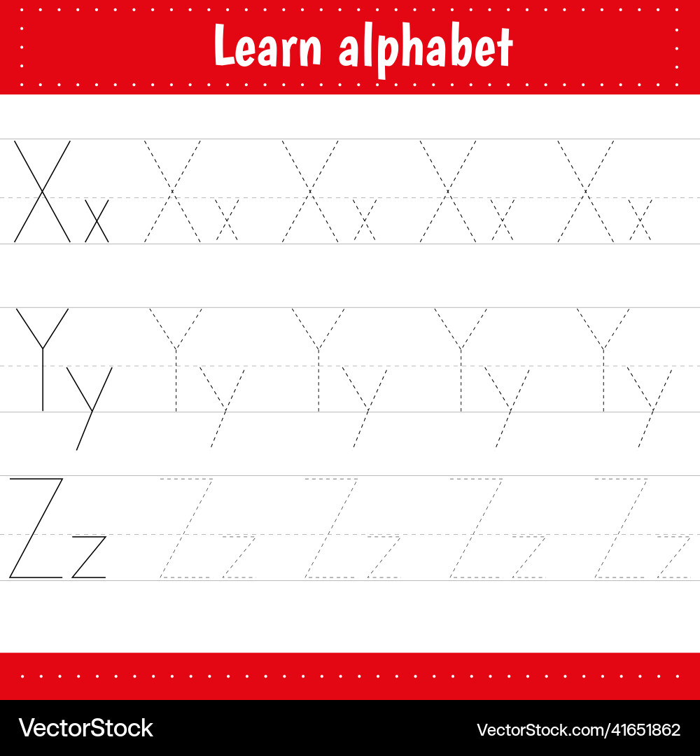 Writing letters tracing page practice sheet Writing letters tracing page practice sheet Vector Image