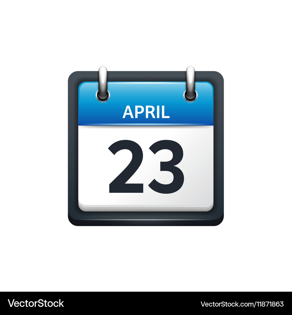 April 23 calendar icon flat vector image