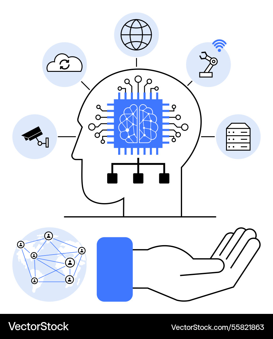 Artificial intelligence integration in technology Artificial intelligence integration in technology vector image
