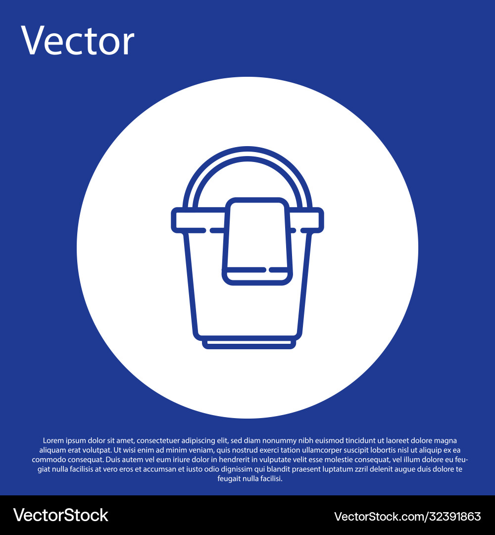 Blue line bucket with rag icon isolated on Blue line bucket with rag icon isolated on vector image