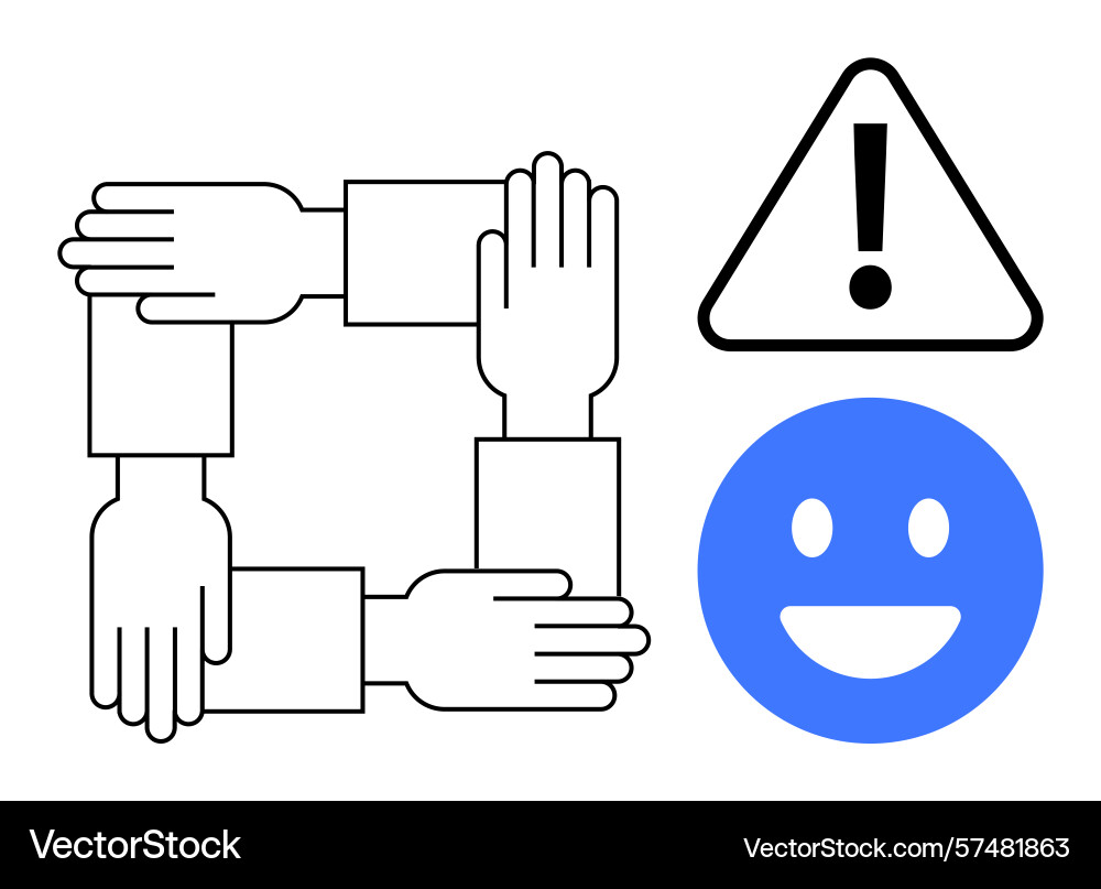 Collaboration and teamwork highlighted with alert Collaboration and teamwork highlighted with alert Vector Image