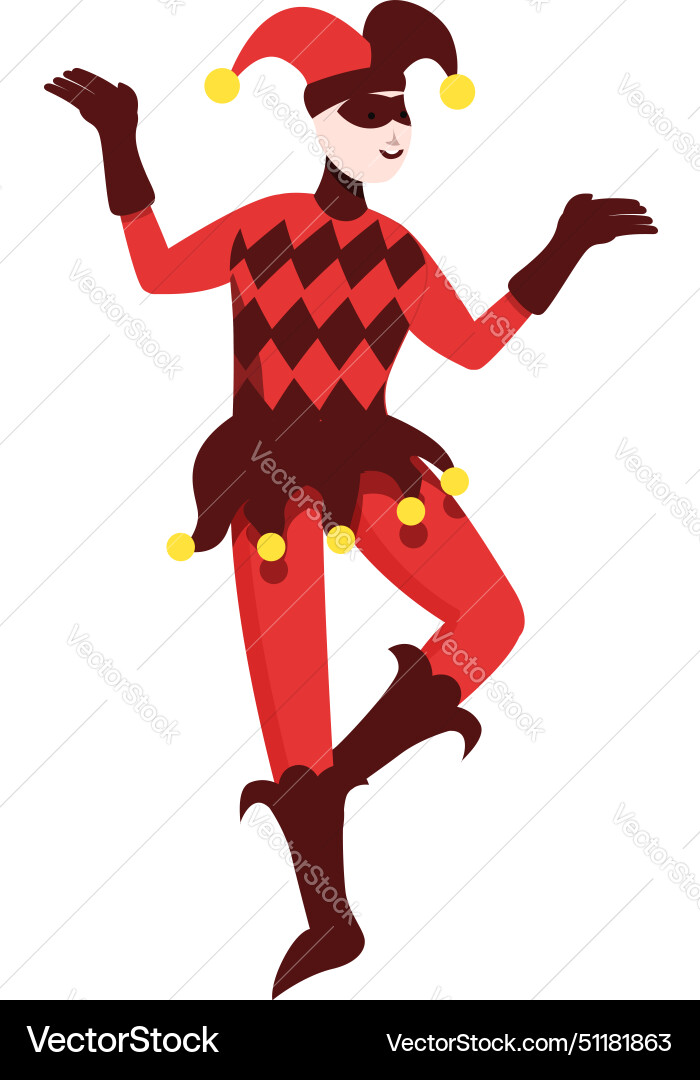 Dance joker icon cartoon cute playing show Dance joker icon cartoon cute playing show vector image