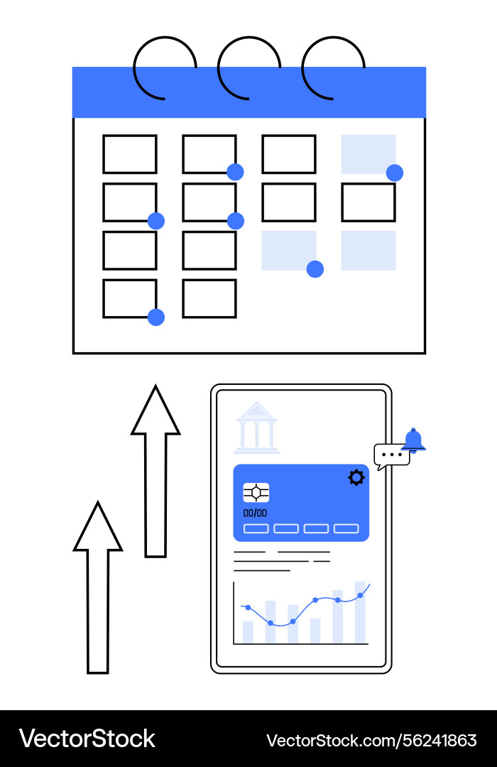 Digital banking and calendar integration with data Vector Image
