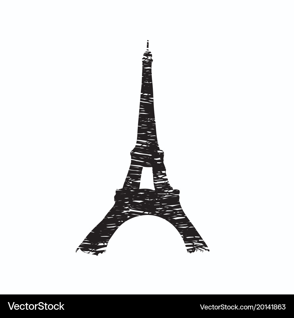 Eiffel tower drawn in a simple sketch style vector image
