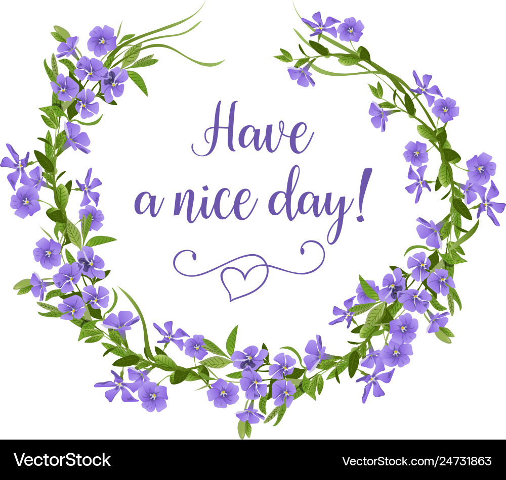 Hand drawn flower wreath of periwinkles spring Hand drawn flower wreath of periwinkles spring vector image
