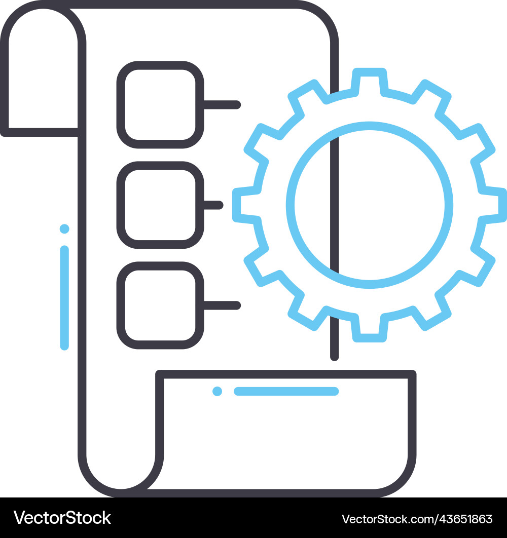 Implementation planning line icon outline symbol Implementation planning line icon outline symbol vector image