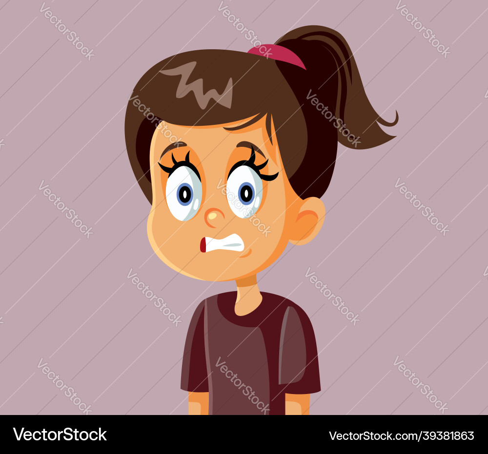 Little girl cringe face cartoon Little girl cringe face cartoon vector image