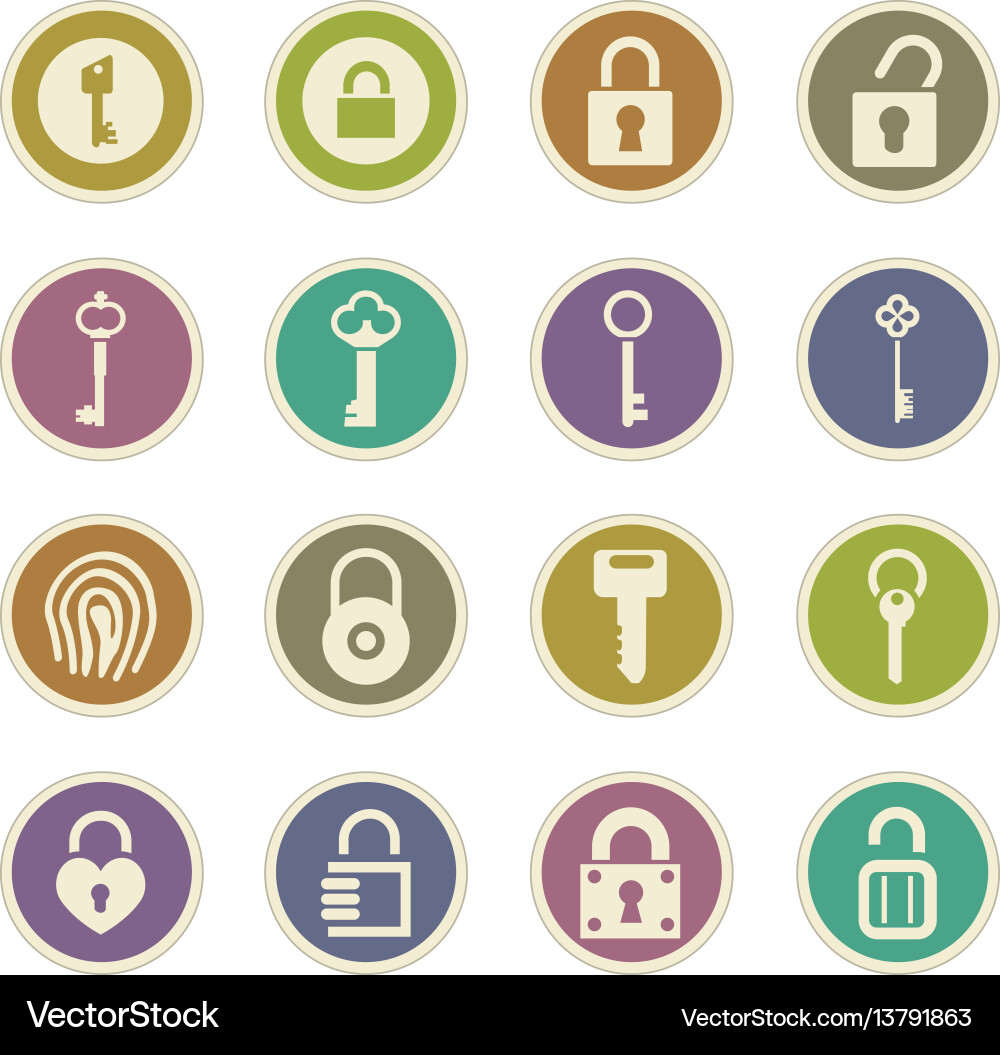Lock and key icons set Vector Image