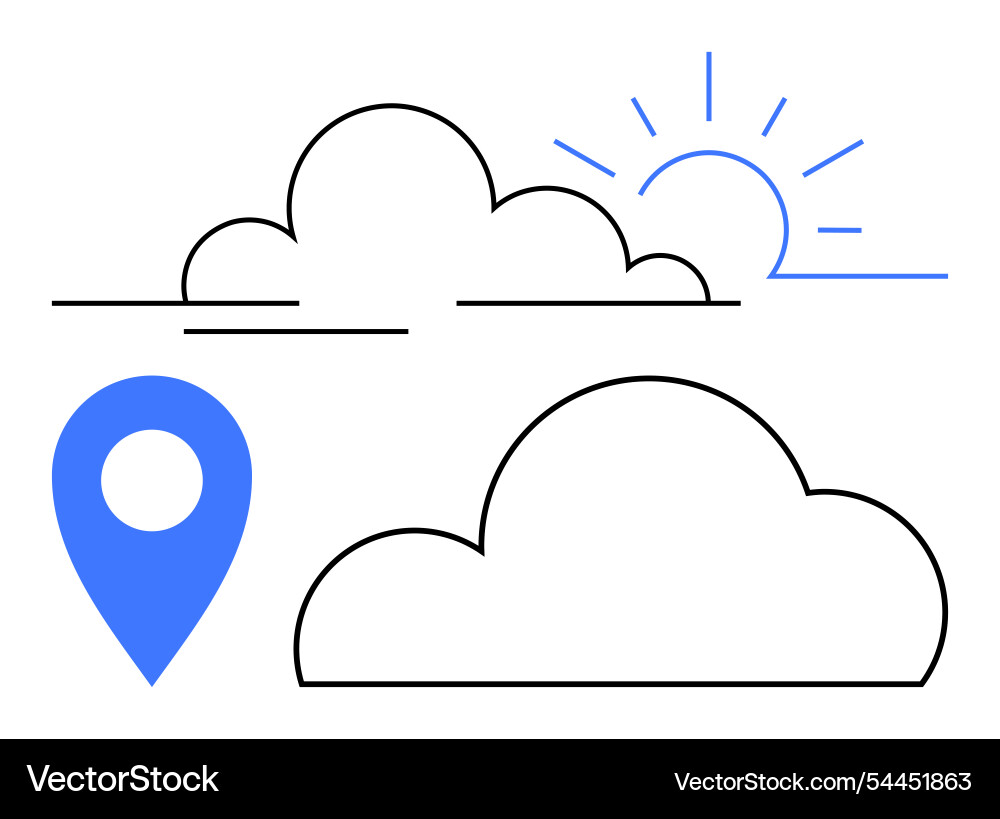 Minimalist weather and navigation elements vector image