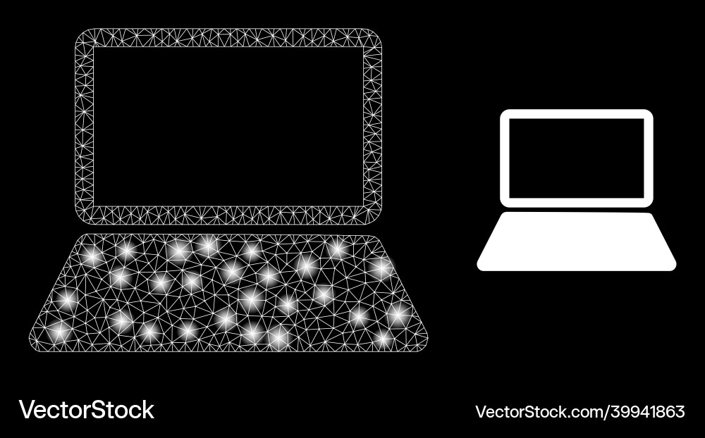 Polygonal wire frame mesh notebook computer vector image