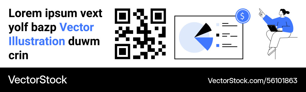 Qr code and data analytics with businesswoman Qr code and data analytics with businesswoman vector image
