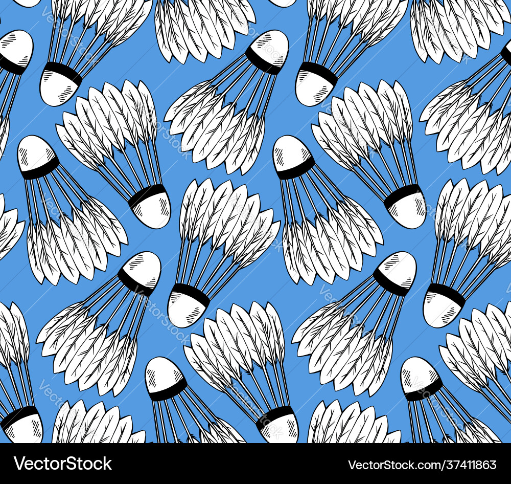 Seamless pattern with a sketch shuttlecocks Seamless pattern with a sketch shuttlecocks vector image