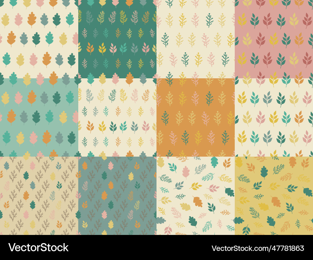 Seamless pattern with leaves set Seamless pattern with leaves set vector image