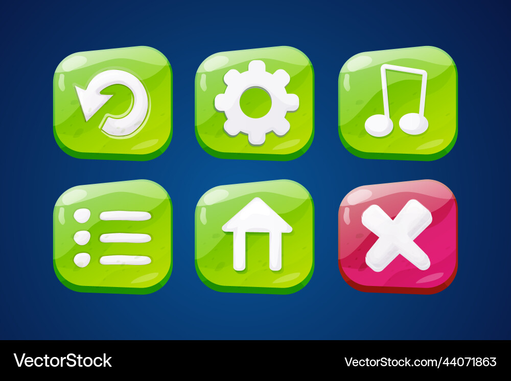 Set of game buttons icons fantasy in funny Set of game buttons icons fantasy in funny vector image