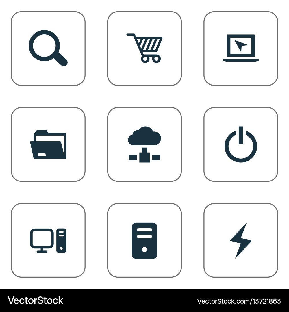 Set of simple computer icons vector image