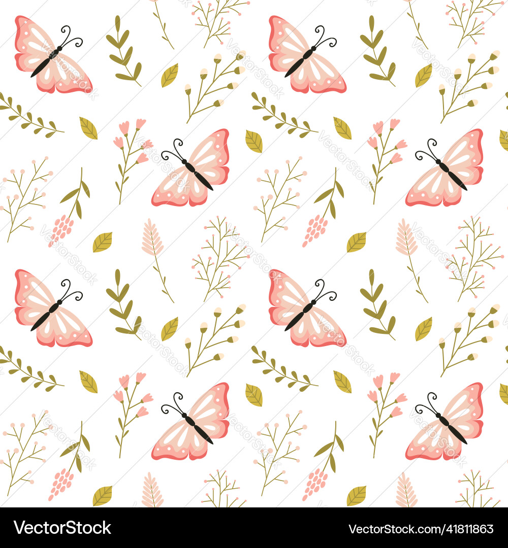 Spring seamless pattern with butterflies Spring seamless pattern with butterflies vector image