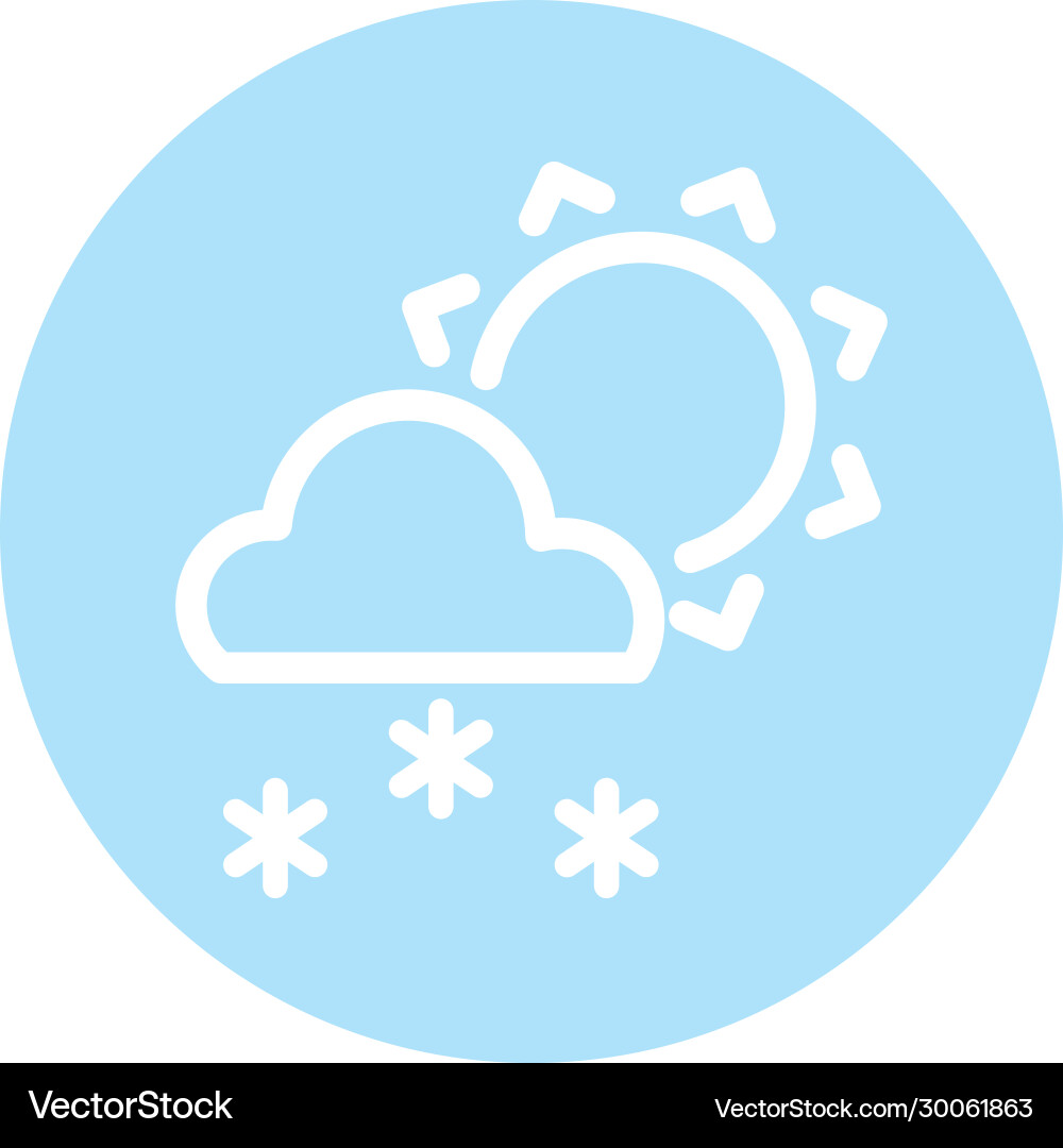Sun with clouds and snow block flat style Vector Image