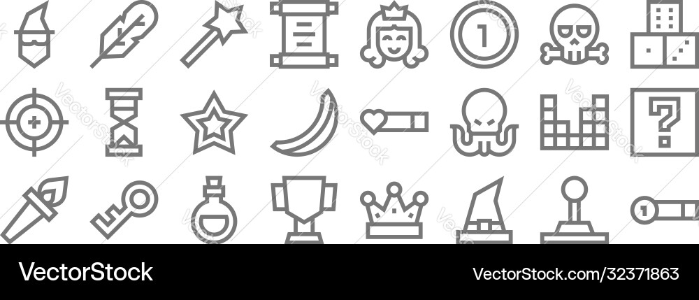 Video game elements line icons linear set quality Video game elements line icons linear set quality vector image