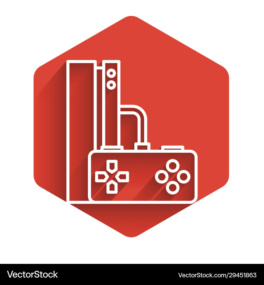 White line video game console with joystick icon White line video game console with joystick icon vector image