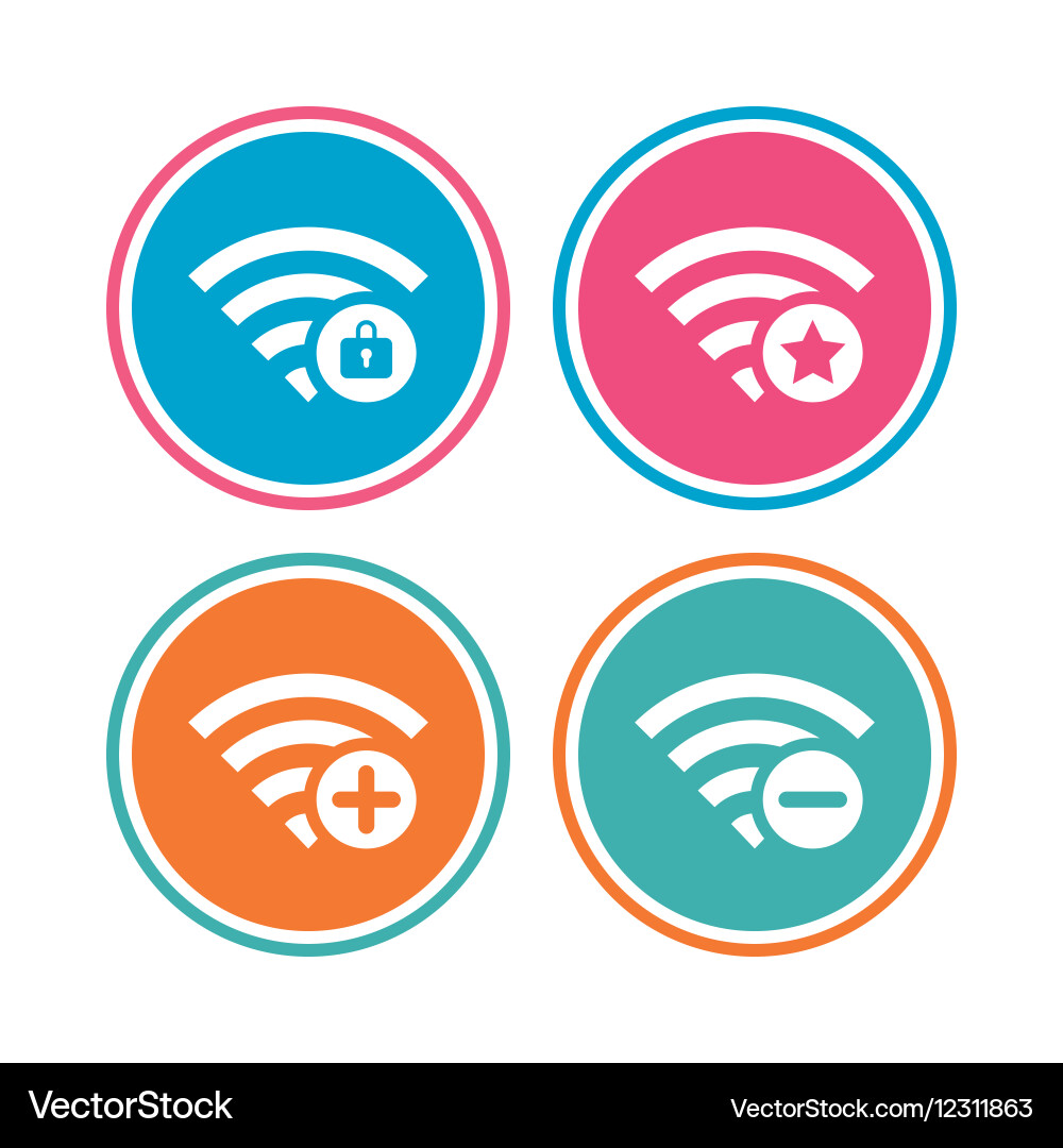 Wifi wireless network icons wi-fi add remove vector image