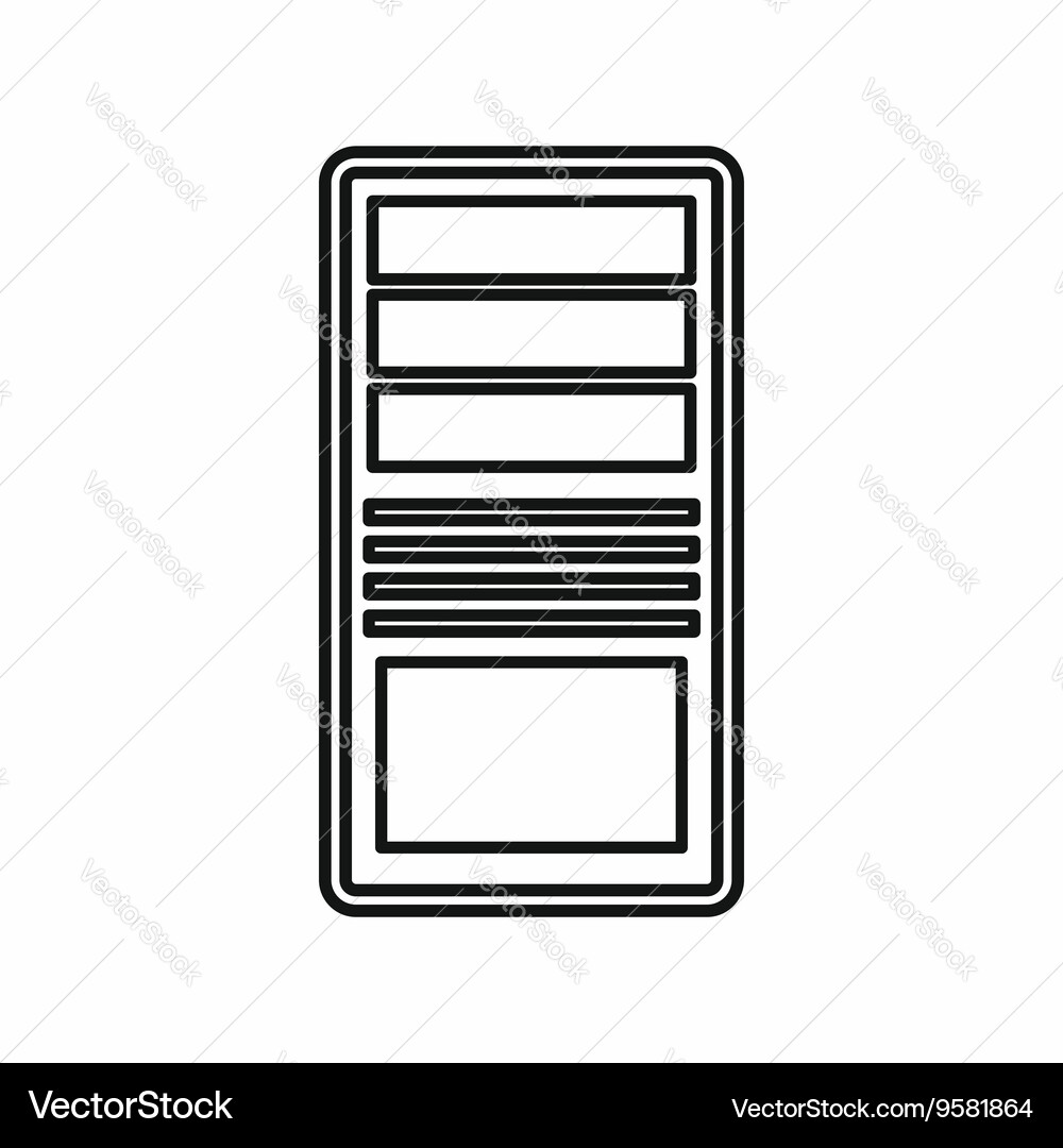 Black computer system unit icon outline style Vector Image