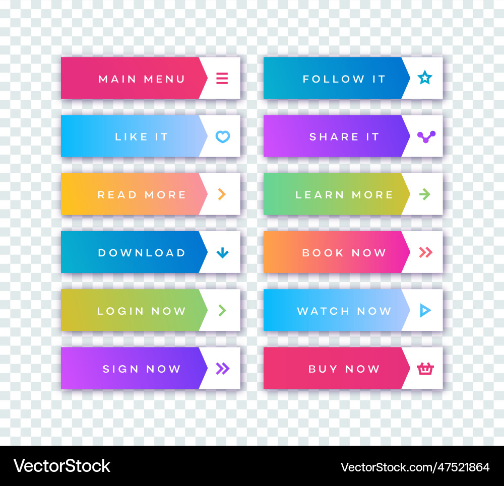 Button set modern gradient style Button set modern gradient style vector image