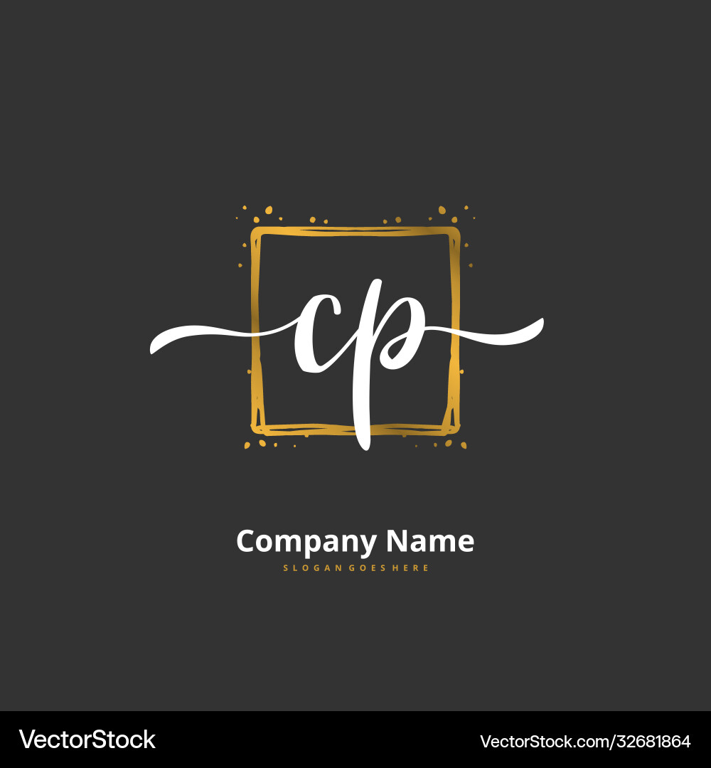 C p cp initial handwriting and signature logo C p cp initial handwriting and signature logo vector image
