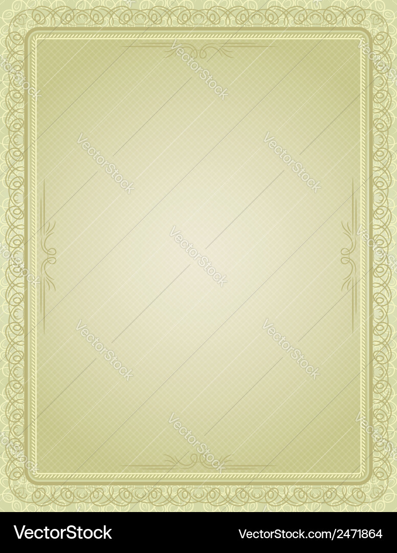 Certificate background with calligraphic lines Vector Image