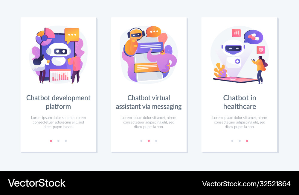 Chatbot assistant app interface template Chatbot assistant app interface template vector image