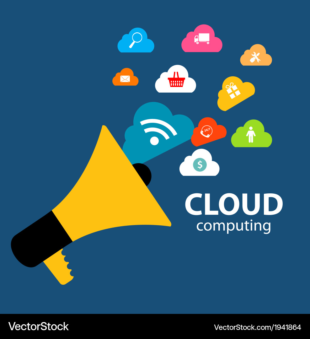 Cloud computing concept on different electronic vector image