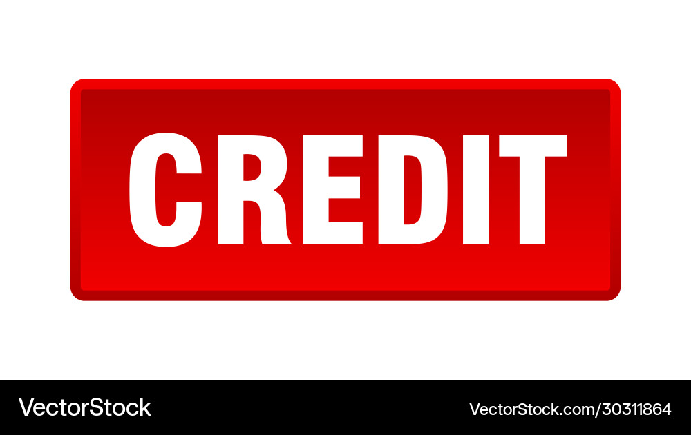 Credit button square red push Vector Image