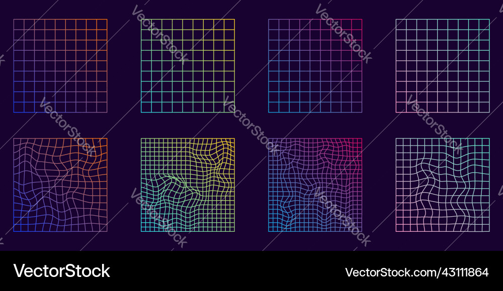 Distorted grid square neon pattern abstract Distorted grid square neon pattern abstract vector image