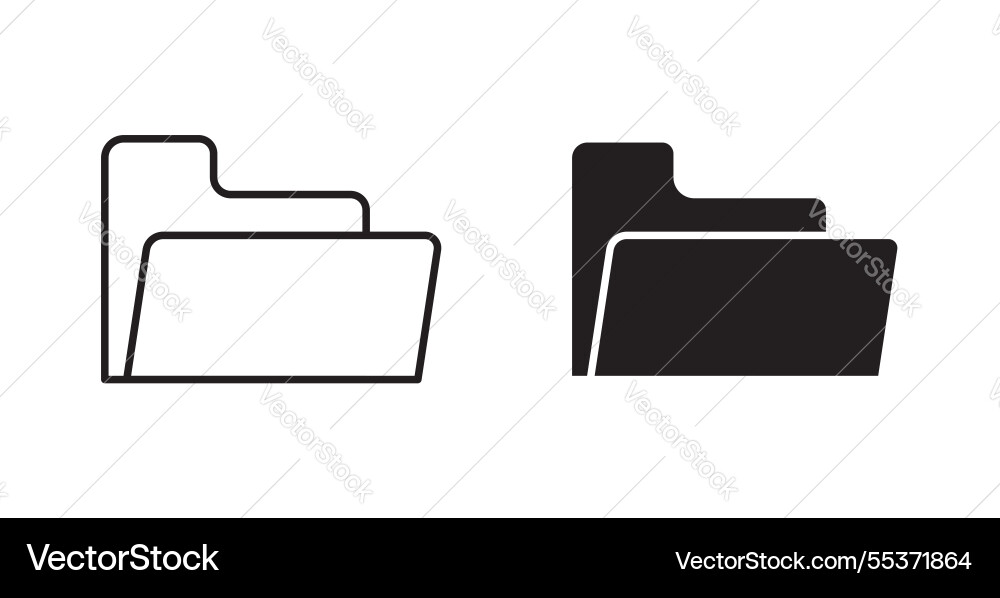 Folder icon set in thin line for web Vector Image