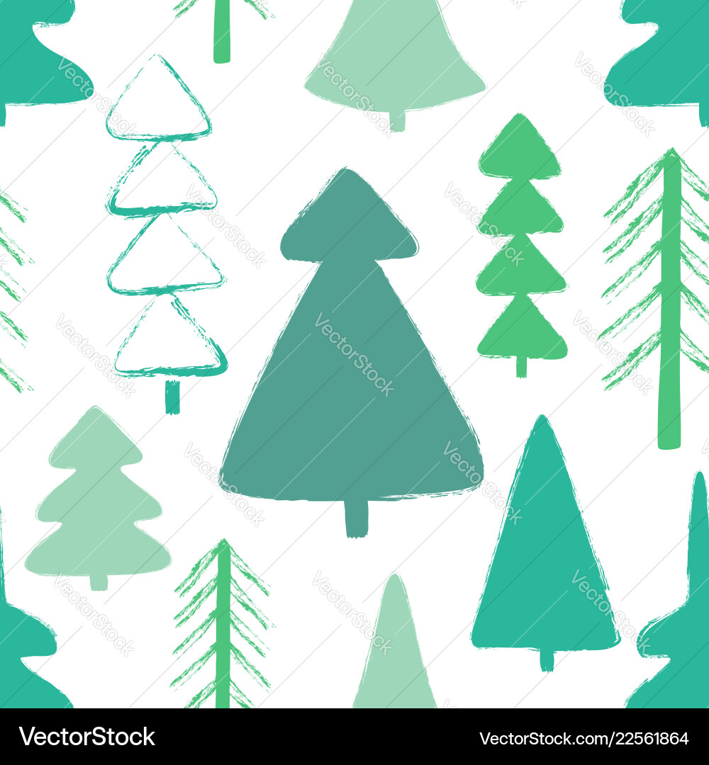 Forest Trees Seamless Pattern Vector Image