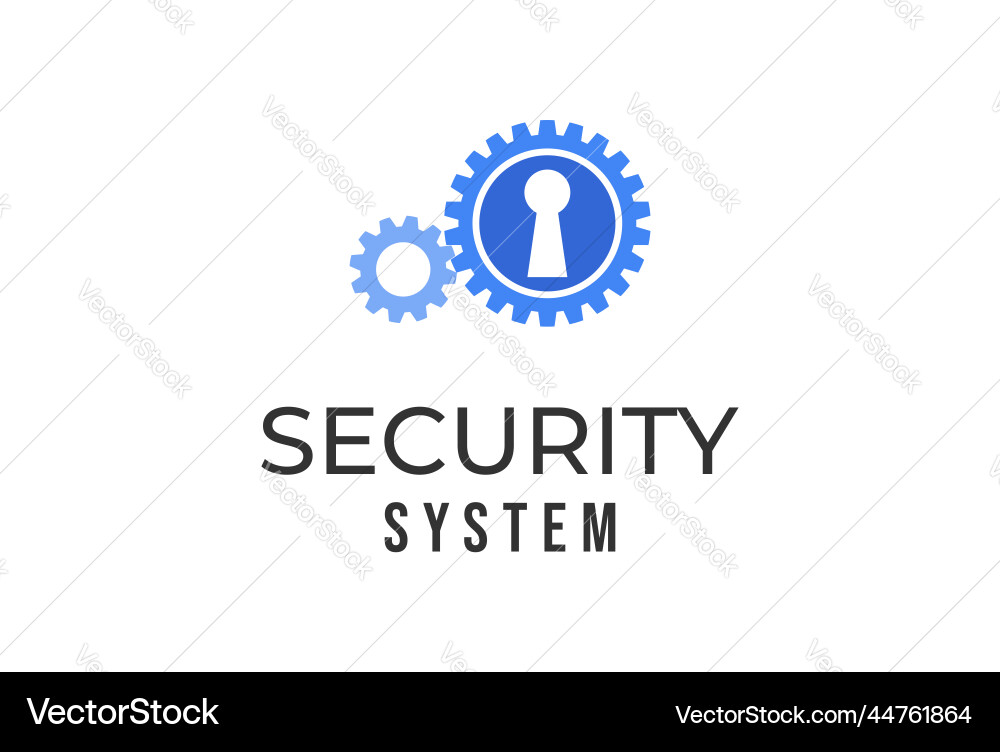 Gear gog driven with keyhole for secure security vector image