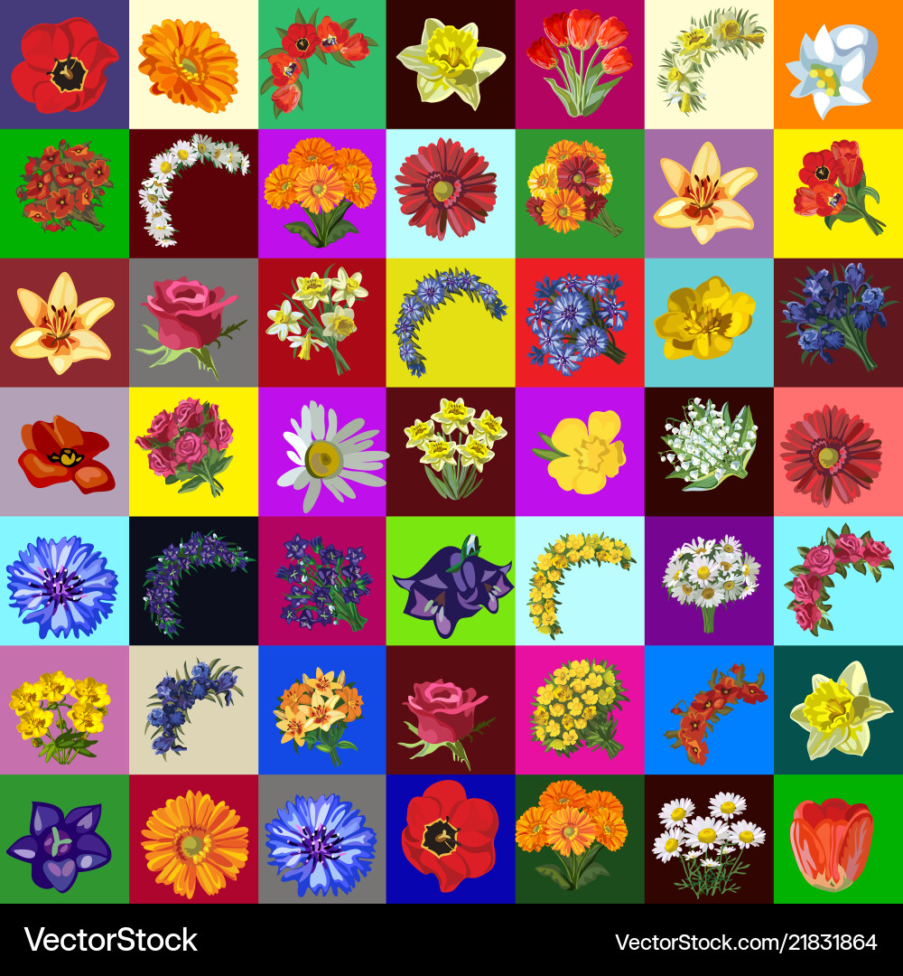 Große Gruppe von Blumen und Blumengarten Große Gruppe von Blumen und Blumengarten vektorbild