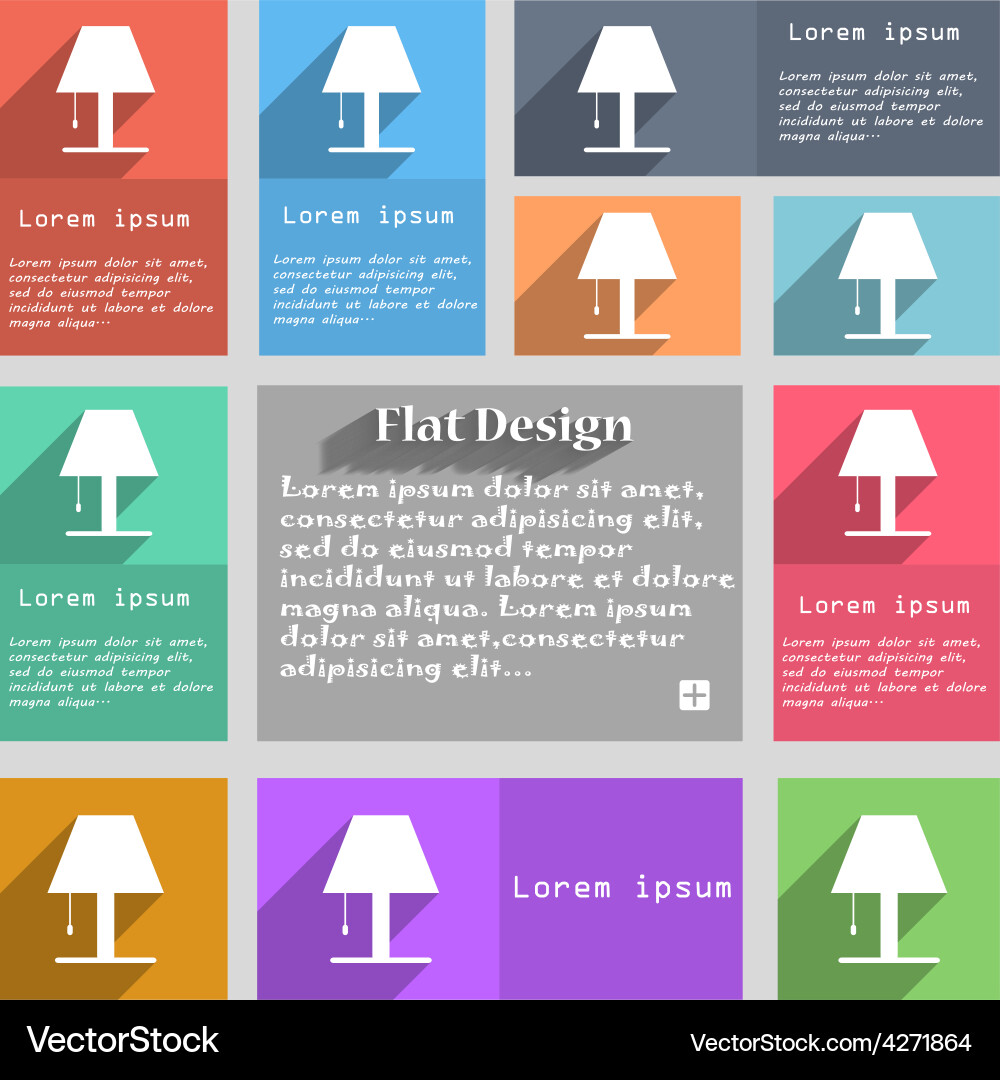 Lamp icon sign set of multicolored buttons metro Vector Image