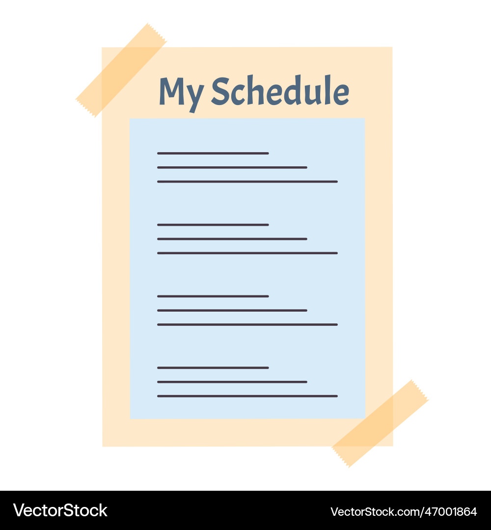 My schedule list with sticky tapes template My schedule list with sticky tapes template vector image